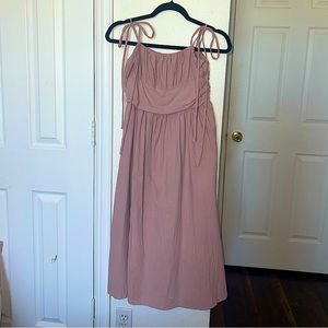 Pink midi dress with bow straps
